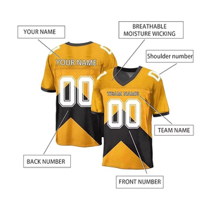 Camiseta de Fútbol Personalizada con Estampado por Transferencia de Calor, 100% Poliéster, Cuello en V, Manga Corta, Talla Grande, Últimos Diseños, Jersey de Fútbol Americano para Hombre - Product Image 6