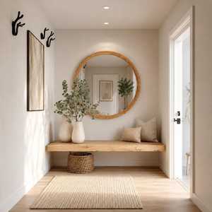 Espejo de Pared de Madera Natural Orion Handicraft, Hecho a Mano, Ecológico, Marco de Madera Decorativo, Decoración Moderna para el Hogar, Dormitorio, Baño - Product Image 6