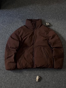 Custom Mens High Quality Brown Matte Polyester Puffer Jacket Wholesale Heavyweight Warm Winter Bubble <b>Coat</b> - Product Image 1