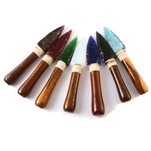 Cuchillo de cristal con mango de obsidiana mixta, hoja tallada a mano con punta de flecha, decoración espiritual y mágica, mayorista. - Product Image 6