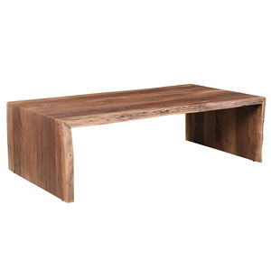 Mesa de centro plegable y duradera de madera de acacia con borde natural y acabado de grano natural, ideal para sala de estar, oficina en casa o apartamento. - Product Image 1