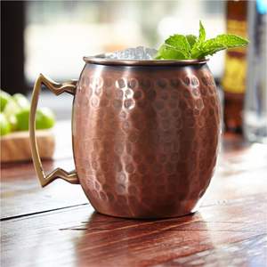 Ensemble de tasses Moscow Mule en cuivre pur martelé, tasses en cuivre de qualité alimentaire, chopes à bière en cuivre massif, verres à vin sans pied, articles de bar en gros - Product Image 3