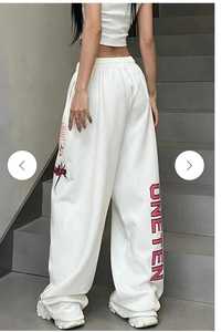 ONETEN <b>Men's</b> White Cotton Midweight Sweatpants Elastic Waist Drawstring Letter Print Street Style <b>Joggers</b> - Product Image 4