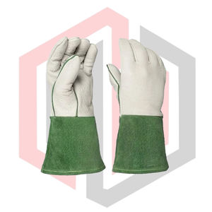 Guantes de Soldadura Verdes Resistentes a Desgarros, Anticorte, Resistentes al Calor para Bomberos, Guantes de Trabajo de Cuero Resistentes, Duraderos y Antiestáticos - Product Image 1
