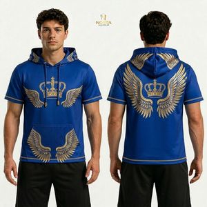 Camiseta Deportiva de Manga Corta con Capucha para Hombre, Sublimada con Patrón Rojo y Negro, de Poliéster, Transpirable y de Secado Rápido - Product Image 4