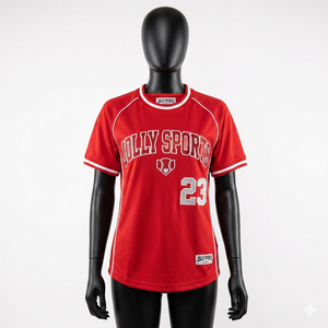 Camiseta de béisbol para mujer de poliéster premium transpirable con panel superior, logotipo personalizado en sarga, camiseta de béisbol de algodón para mujer - Product Image 3