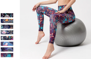 Leggings de yoga taille haute imprimés, pantalons de sport longs en nylon pour femmes - Product Image 3