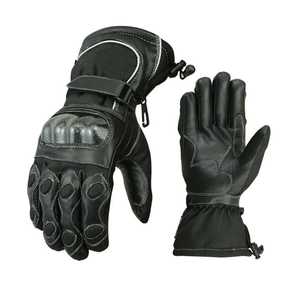 Guantes de Motocicleta de Cuero, Térmicos para Invierno, Deportivos, para Ciclismo, Largos hasta la Muñeca, Sin Forro, Negros, Lisos, Ecológicos, con Pantalla Táctil - Product Image 6