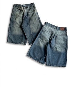 High Quality Retro <b>Men</b> Baggy <b>Jean</b> Shorts Hip Hop Printed Denim Summer Streetwear Loose Fit Unisex Casual Wide Leg Camo Shorts - Product Image 5