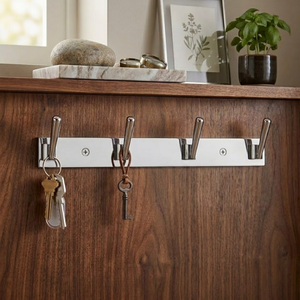 Stainless Steel 4 Hook Wall Rack Minimalist Anti Rust Metal Coat <b>Hanger</b> for Bathroom Kitchen Bedroom Entryway Clothes and Towel - Product Image 4
