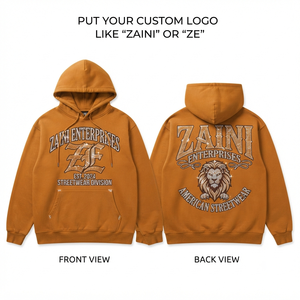 เสื้อฮู้ดผู้ชาย 420 GSM ผ้าฝ้ายผสมโพลีเอสเตอร์เนื้อฟลีซ สีน้ำตาลอูฐ ปักโลโก้แบบกำหนดเองด้วย Rhinestone  แบบรีดร้อน สไตล์สตรีทแวร์ - Product Image 1