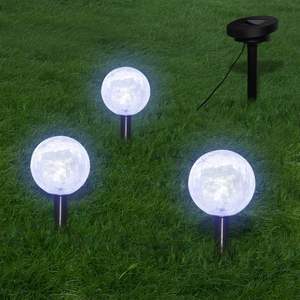 Ensemble de 3 petites lampes solaires de jardin en plastique blanc froid - Product Image 1