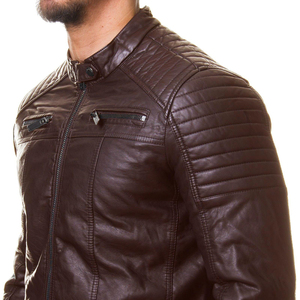 Manufacture Men's Leather <b>Jacket</b> with <b>Canvas</b> Fabric Waterproof And Windproof High Street Style Spring Autumn Casual Wear - Product Image 3