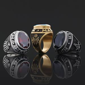 Bague Maçonnique BOJ 009 Personnalisée Unisexe Franc-Maçon Personnalisé Texas Maître Maçon Bague Chevalière Hip Hop Argent Prix Bas - Product Image 1