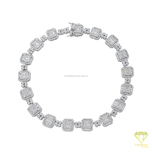 Elegante collar de diamantes cultivados en laboratorio con corte baguette en plata de ley 925 para minoristas de joyería de alta gama al por mayor. - Product Image 3