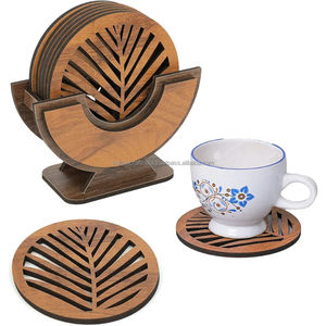 Juego de Posavasos de Madera con Incrustaciones de Latón en Espiral |   Posavasos Artesanales de Madera de Sheesham con Soporte |   Decoración Elegante para Mesa - Product Image 3