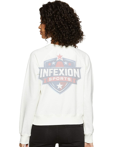 Sudadera Blanca de Cuello Redondo para Mujer, 100% Algodón, Corte Regular, Ropa Casual de Otoño, Tejido de Punto, Color Sólido, Manga Larga, Transpirable - Product Image 4