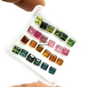 Tourmaline naturelle multicolore, taille carrée 5 mm, facettée, calibrée, pour la fabrication de boucles d'oreilles, vente en gros, approvisionnement en pierres de tourmaline en vrac - Product Image 5