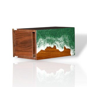 Handcrafted Rosewood Cremation Urn Ocean Wave <b>Memorial</b> <b>Keepsake</b> - Product Image 4