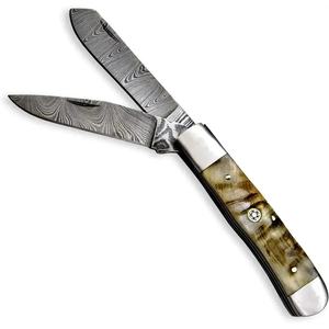 Cuchillo de Bolsillo Jexmoo OEM Hecho a Mano de Acero de Damasco Multifuncional de 7 Pulgadas, Grado Industrial, con Funda de Cuero, para Regalo de Aniversario - Product Image 1