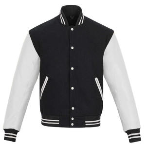 Chaquetas de piel de oveja y lana genuinas de buena calidad y a la moda, MOQ bajo, venta directa, chaqueta varsity cosida a máquina - Product Image 1