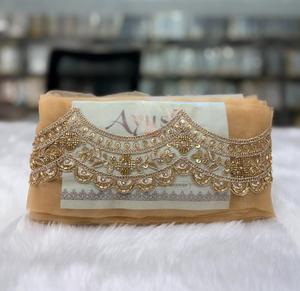 Exquisite <b>Kaftan</b> Saree Scalloped Lace Trim Hand Look Pearl Bead Mirror Work Wholesale Indian Ethnic Sewing Decoration Border - Product Image 1