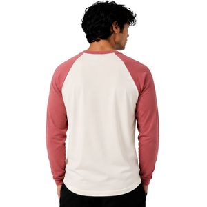 <b>White</b> And Dusty Rose Raglan Long Sleeve T Shirt Men Premium Cotton Crew Neck Graphic Baseball Tee Custom OEM Streetwear Apparel - Product Image 2