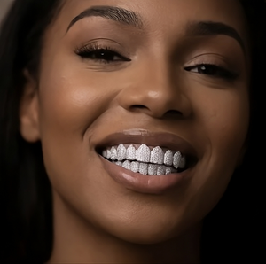 RAAMAA Grillz Hiphop Personnalisés VVS VS 6 sur 6 Ronds pour Dents, en Argent 925 avec Micro-Incrustation de Diamants, Style Bling - Product Image 2