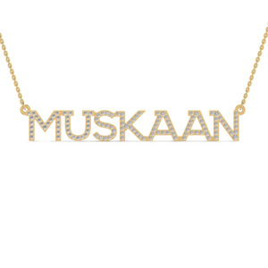 Pendentif personnalisé en or massif 14 carats avec nom gravé « Muskaan », collier lettre en moissanite, pendentif de luxe pour un usage quotidien - Product Image 4