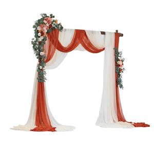 Kit di Fiori per Arco Nuziale Arancione, Composizione Floreale Artificiale a Forma Quadrata, Confezione da 5, Include 2 Pezzi di Drappeggi e 3 Pezzi di Fiori Sagomati - Product Image 4