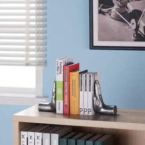 Heavy Duty Metal Bookends Non Slip Base Strong Book Holder Organizer For Office Library <b>Study</b> <b>Desk</b> Storage - Product Image 4