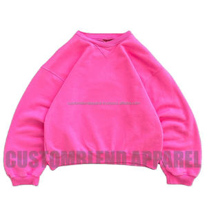Venta al por mayor OEM logotipo personalizado Streetwear cuello redondo de gran tamaño recortada Crop-Fit 100% algodón Super suave sudaderas con capucha y sudaderas - Product Image 3