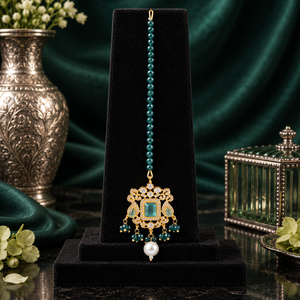 Venta al por Mayor de Joyería para el Cabello de Novia con Perlas y Maang Tikka Verde Mar, Fabricante Personalizado al por Mayor - Product Image 5