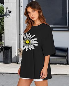 T-shirts d'été pour femmes 100% coton, imprimés graphiques, t-shirts DTF, col rond, manches courtes, amples et confortables - Product Image 3
