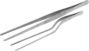 Pinzas Metálicas Azules, 2 Piezas, Extra Largas, Rectas y Curvas, Utensilios Culinarios para Emplatar, Cocinar y Decorar Alimentos - Product Image 2