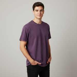 T-shirt décontracté premium pour homme, brodé, en coton tricoté rafraîchissant, coupe classique, couleur unie, respirant, streetwear quotidien, coupe ample - Product Image 3