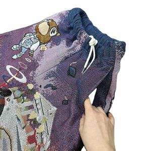 กางเกงขาสั้นผ้าทอคุณภาพสูงสำหรับผู้ชาย สไตล์สตรีทแวร์ ระบายอากาศได้ดี ดีไซน์แบบผ้าห่ม แฟชั่นลำลอง - Product Image 5