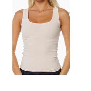 Débardeur court sans manches côtelé pour femme, en tissu uni de haute qualité, extensible, respirant, style streetwear, vente en gros - Product Image 1