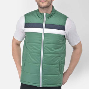 Chaleco Acolchado con Capucha Ecológico para Hombre, Color Verde, Cuello Alto, Cierre de Cremallera, Resistente al Viento, Ropa Casual de Invierno, Relleno de Poliéster - Product Image 1