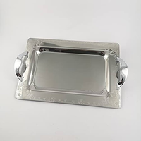 Plateau de service en acier inoxydable en gros, ensemble de plateaux métalliques dorés de style arabe pour dîner royal, plateau décoratif de qualité alimentaire pour le stockage