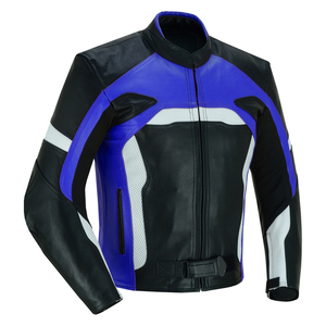 Combinaison de moto en cuir à manches longues pour homme, bleu, noir, blanc, couleurs contrastées, coupe-vent, vêtements de course, toutes saisons, taille adulte - Product Image 4