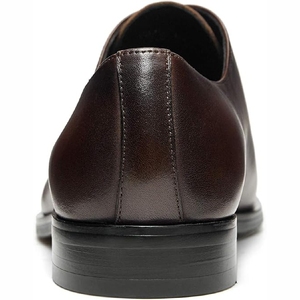 Men's Brown Genuine Leather Pointed Toe Lace-up Oxfords Plain Toe Office Formal Dress Shoes All Seasons - Product Image 2