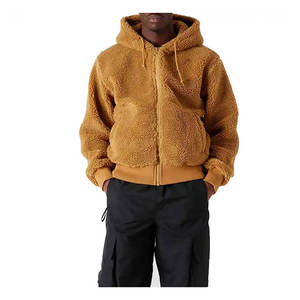 <b>Men's</b> Faux <b>Fur</b> <b>Hooded</b> Jacket Solid Color Thick Zipper Closure Regular Sleeve Outerwear - Product Image 1