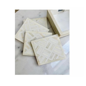 Bone Inlay Handmade Home Decor Coaster for Drink Coffee Coaster With Holder <b>Set</b> of 4 <b>Pc</b> Coaster of Dining Table Decor - Product Image 1