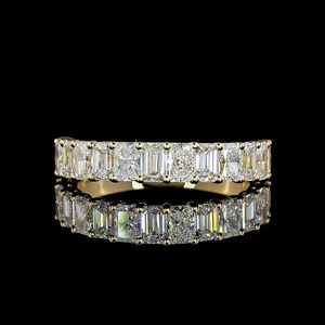 Bague d'éternité en or 10K 14K 18K ou argent 925 935 avec diamants taille émeraude cultivés en laboratoire et pierres multiples pour mariage, fiançailles et anniversaire - Product Image 1