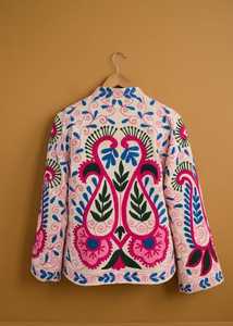 <b>Women</b> Handmade Uzbek Style Suzani Embroidered Jacket Boho Floral <b>Coat</b> Colorful Festival Bohemian Artisan Statement Outerwear - Product Image 3