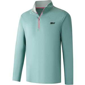 Sweat-shirt à col zippé pour homme de qualité supérieure, pull sport actif à manches longues, séchage rapide, course à pied, extérieur, basique, mélange de coton - Product Image 1