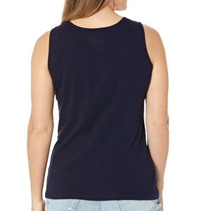Custom Women Sleeveless Tank <b>Top</b> <b>Navy</b> Blue Loose Fit Casual Summer Shirt OEM Private Label Ladies Basic Vest <b>Top</b> - Product Image 4
