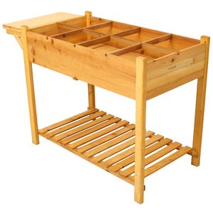8-Pocket <b>Foldable</b> Side <b>Table</b> Storage Shelf Horticulture Raised <b>Garden</b> Bed Elevated Wood Planter Box Stand <b>for</b> Herb/Vegetable - Product Image 3