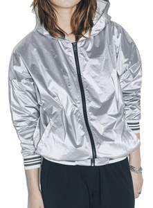 <b>Womens</b> Metallic Hooded Windcheater <b>Parka</b> with Ripping Water Repellent Windbreaker Jacket - Product Image 6